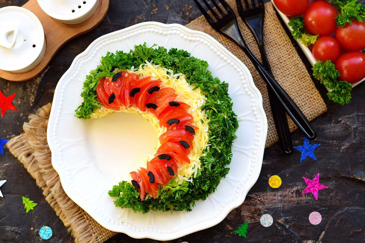 Salad "Watermelon slice" with chicken - it will decorate any holiday table