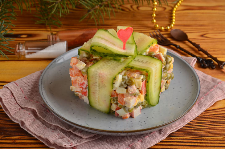 Salad "Gift" with crab sticks - it is ideal for a holiday