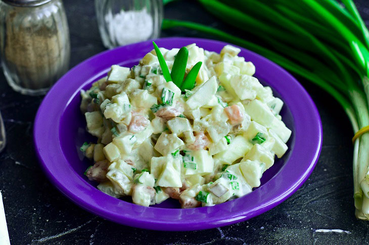 Salmon salad "Ministerial" - a quick and tasty recipe