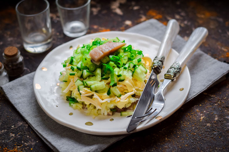 Herring under a green fur coat - unusual, beautiful and tasty