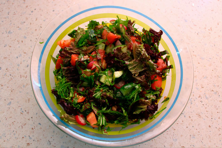 Vegetable salad "Antibes" with sesame - light and tasty