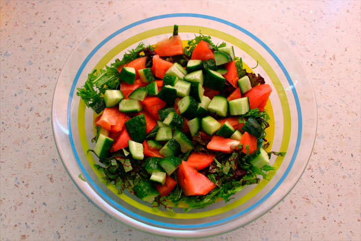 Vegetable salad "Antibes" with sesame - light and tasty