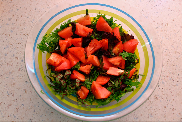 Vegetable salad "Antibes" with sesame - light and tasty