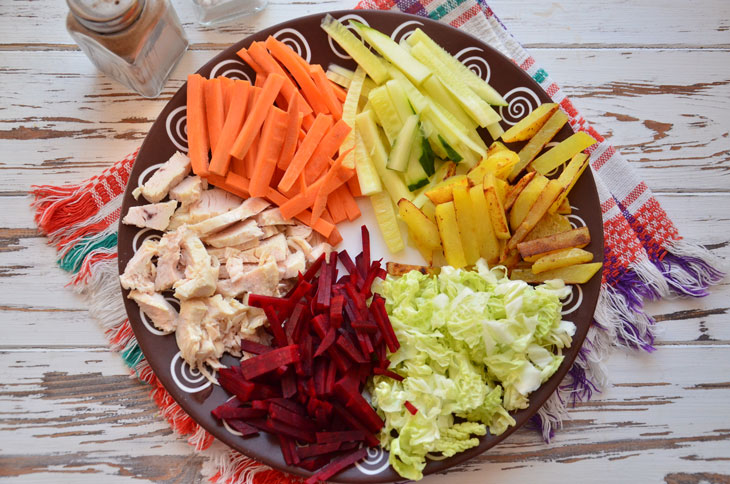 French salad with beets and potatoes - delicious and very healthy