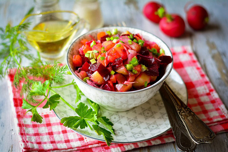 Delicious vinaigrette with sauerkraut according to the classic recipe