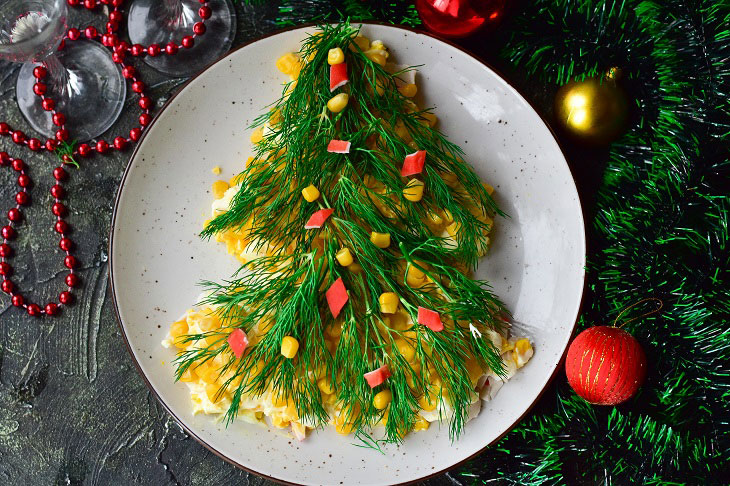 Salad "Herringbone" with crab sticks - it will amaze all the guests at the table