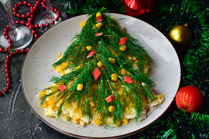 Salad "Herringbone" with crab sticks - it will amaze all the guests at the table