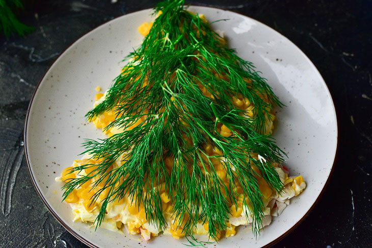 Salad "Herringbone" with crab sticks - it will amaze all the guests at the table