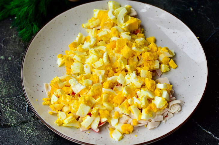 Salad "Herringbone" with crab sticks - it will amaze all the guests at the table