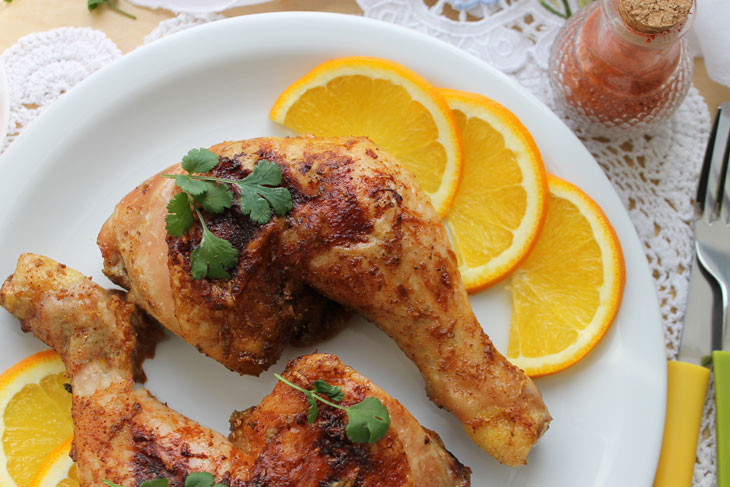 Chicken legs in orange-apricot glaze - a special taste and aroma