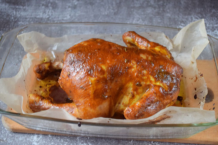 Chicken in the oven in barbecue sauce - very juicy, with a crispy crust