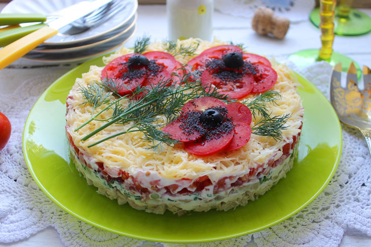 Salad "Red poppies" - surprisingly beautiful and very tasty