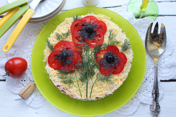 Salad "Red poppies" - surprisingly beautiful and very tasty