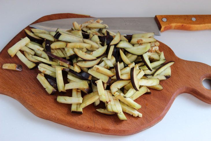 Eggplant salad with tomatoes and Adyghe cheese