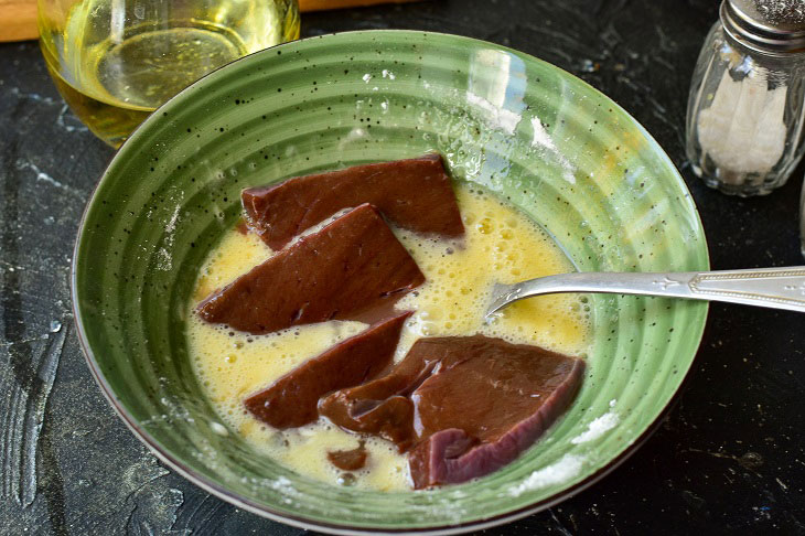 Beef liver in starch - without bitterness, soft and juicy