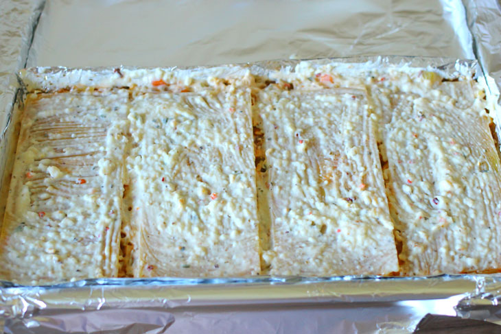 Lasagna with vegetables, chicken and mozzarella - very satisfying and tasty