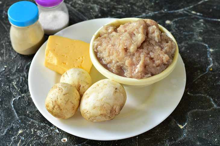 Meat nests with mushrooms and cheese in the oven - original and appetizing