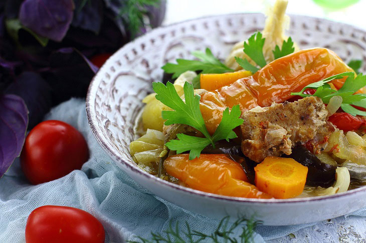 Basma in Uzbek in a cauldron (on the stove) - a hearty and tasty dish