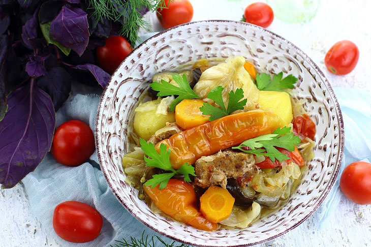 Basma in Uzbek in a cauldron (on the stove) - a hearty and tasty dish