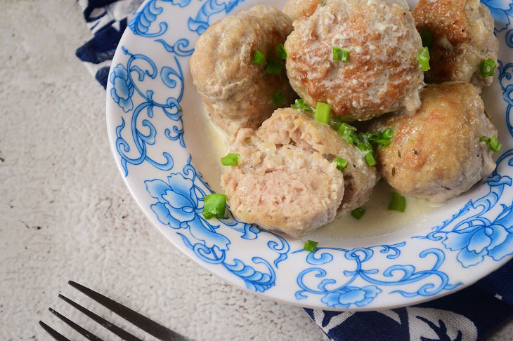 Meatballs in sour cream sauce in a pan - this is one of the easiest dishes