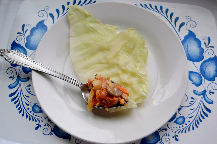 Cabbage rolls with mushrooms in Transcarpathian style - very tender and tasty