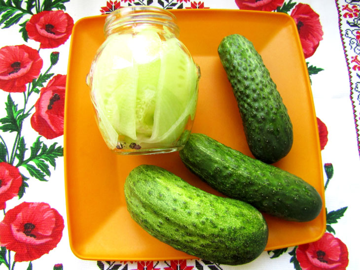 Salad "Cucumber tongues" for the winter - a step by step recipe with a photo