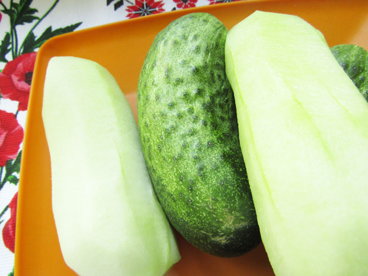 Salad "Cucumber tongues" for the winter - a step by step recipe with a photo