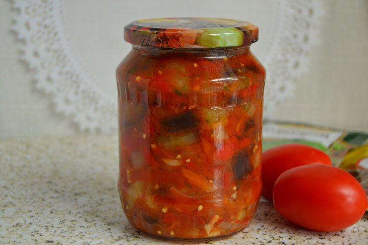 Eggplant stew with sweet pepper for the winter without sterilization