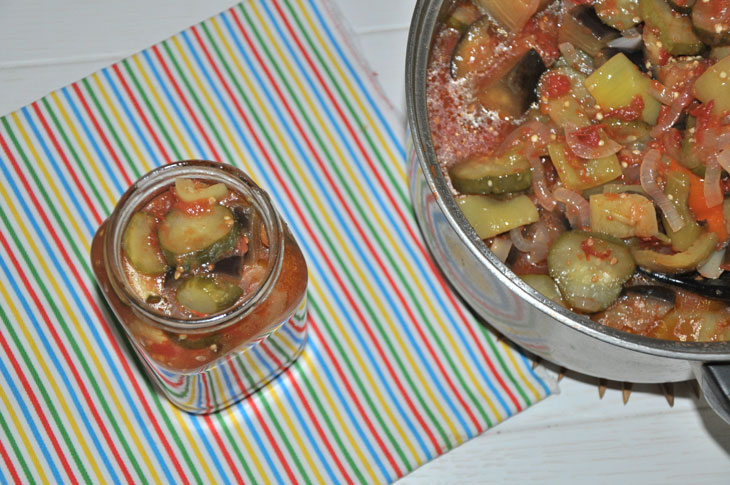 Eggplant and cucumber salad for the winter is a great option for a delicious preparation