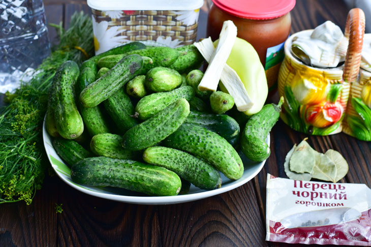 Cucumbers in tomato paste for the winter - very rich, crispy and sweet