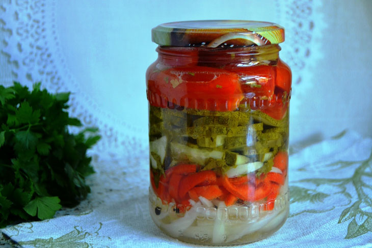 Layered salad of summer vegetables for the winter - an amazing preparation in taste and beauty