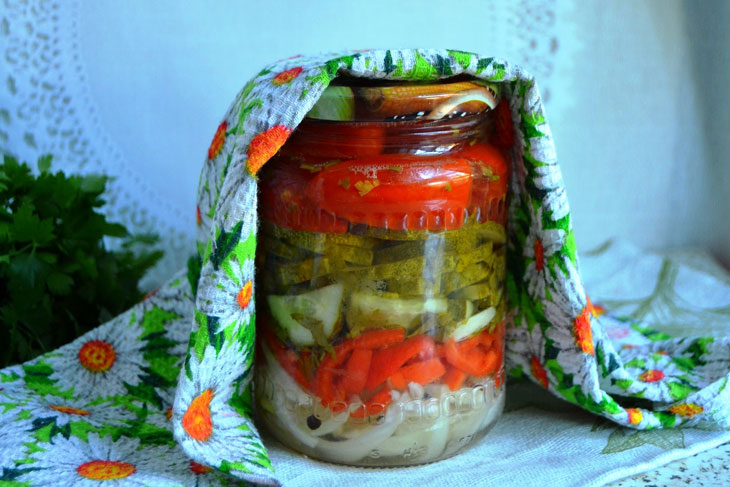 Layered salad of summer vegetables for the winter - an amazing preparation in taste and beauty