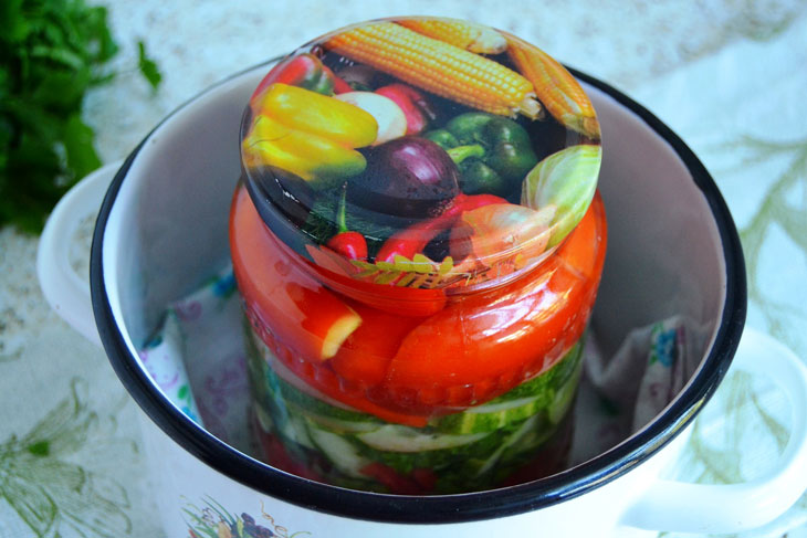 Layered salad of summer vegetables for the winter - an amazing preparation in taste and beauty