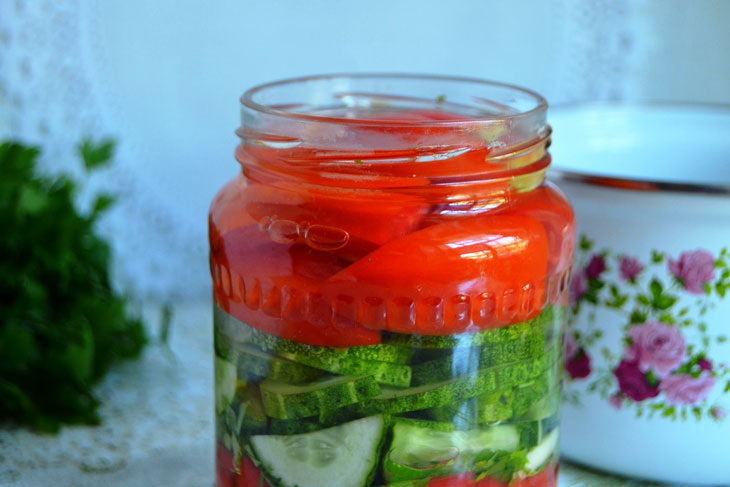 Layered salad of summer vegetables for the winter - an amazing preparation in taste and beauty