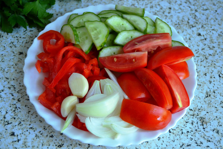 Layered salad of summer vegetables for the winter - an amazing preparation in taste and beauty