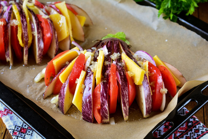 Eggplant Fan with Tomatoes and Cheese