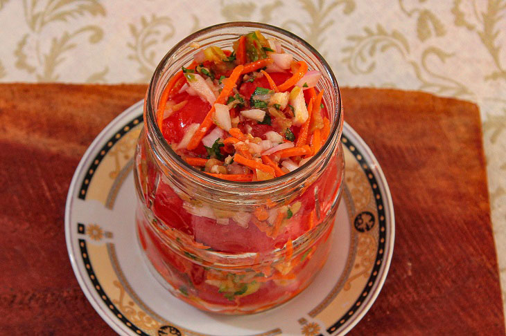 Korean-style tomatoes for the winter - juicy, spicy and fragrant