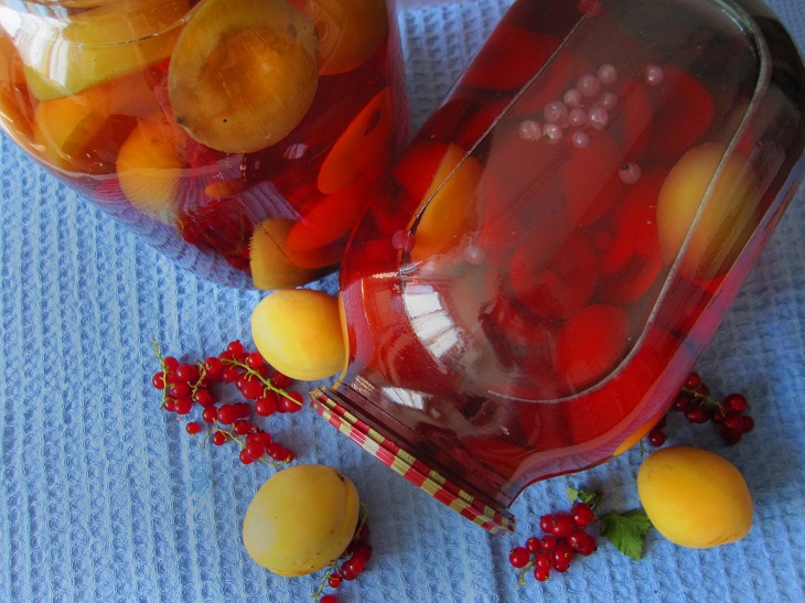 Compote of apricots with red currants for the winter without sterilization