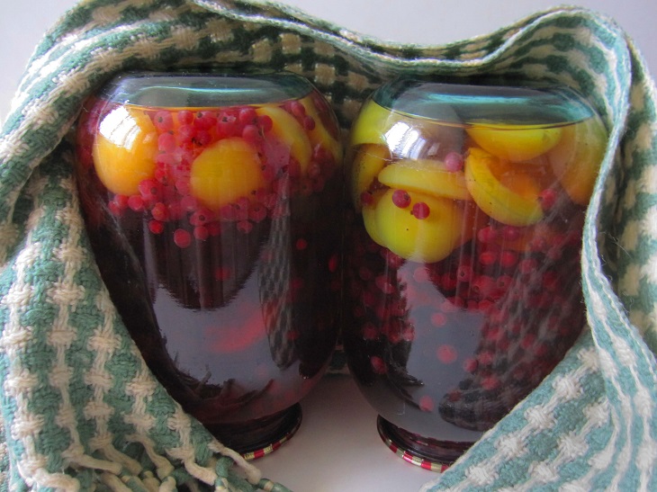 Compote of apricots with red currants for the winter without sterilization