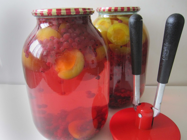 Compote of apricots with red currants for the winter without sterilization