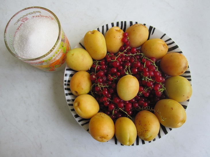 Compote of apricots with red currants for the winter without sterilization