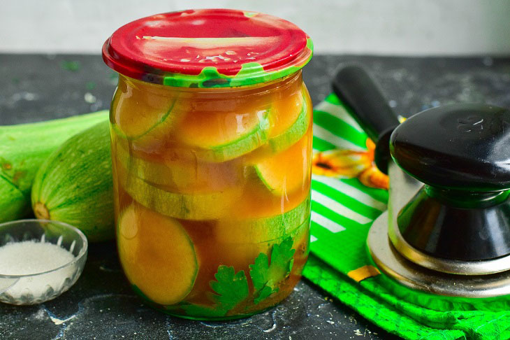 Zucchini in Chili ketchup for the winter - excellent canned vegetables
