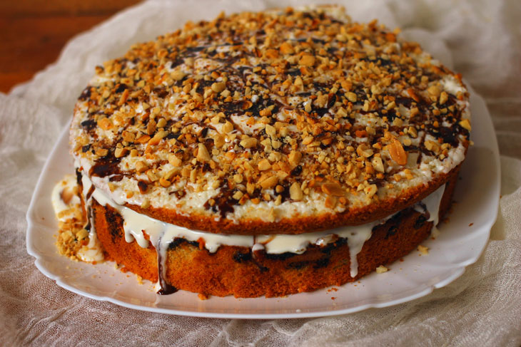 Biscuit cake with apricots and black currants - a step by step recipe with a photo