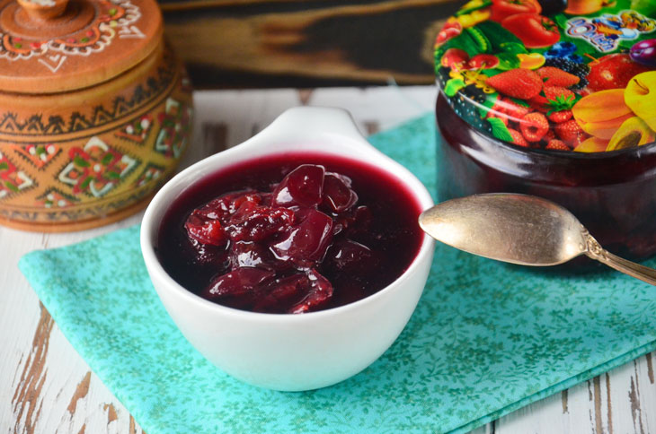 Original cherry jam with gelatin - step by step recipe with photo