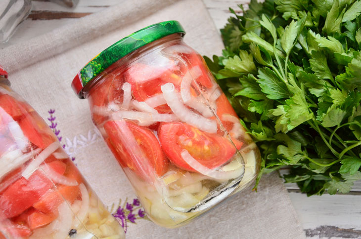 Tomato salad with onions for the winter - will become a favorite snack