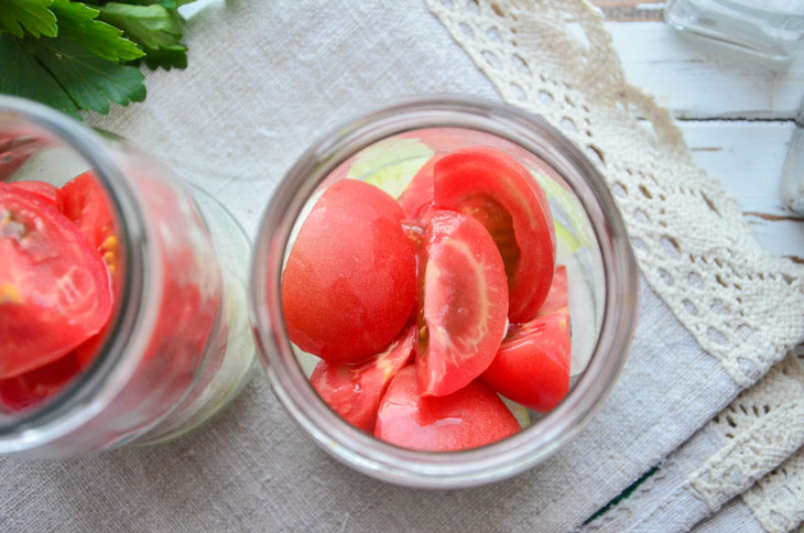 Tomato salad with onions for the winter - will become a favorite snack