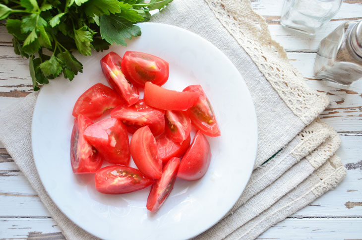 Tomato salad with onions for the winter - will become a favorite snack