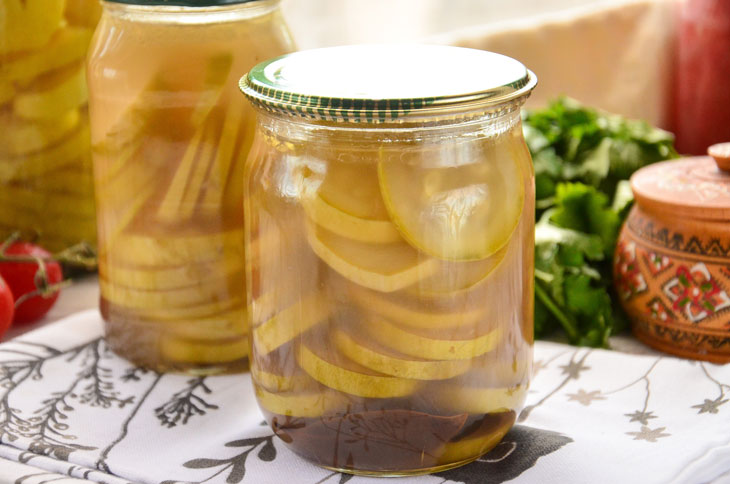 Zucchini marinated for the winter with sterilization - a step by step recipe with a photo