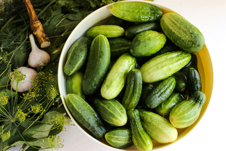 Pickled cucumbers for the winter in liter jars - crispy, like barrel