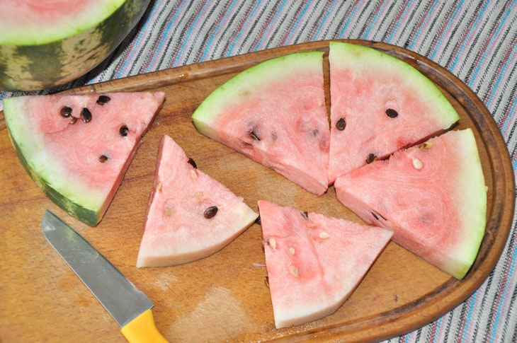 Pickled watermelon in a jar of instant food